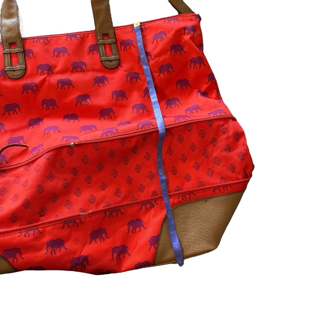 Stella & Dot Red and Brown Travel Bag with Adjustable Strap - Picture 5 of 8